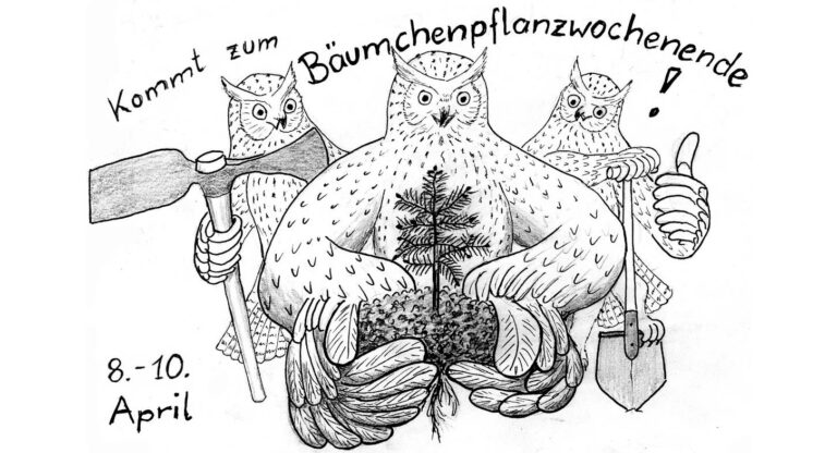 Bäumchenpflanz-Wochenende der Grünen Liga Osterzgebirge vom 08. – 10. April